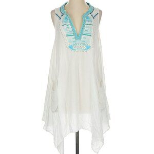 Forcynthia White Embroidered Beach Cover-up